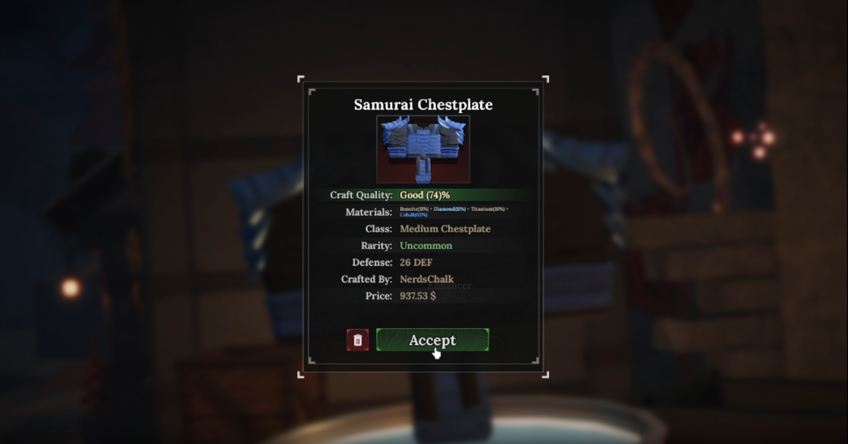 Wie man in The Forge Roblox einen Samurai-Brustpanzer schmiedet